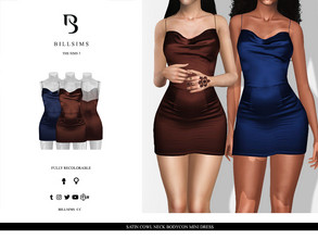 Sims 3 — Satin Cowl Neck Bodycon Mini Dress by Bill_Sims — This dress features a satin fabric with a cowl neckline and a
