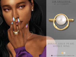 Sims 4 — Hollie Gold Pearl Middle Ring  by Glitterberryfly — A gorgeous gold plated ring with freshwater pearl
