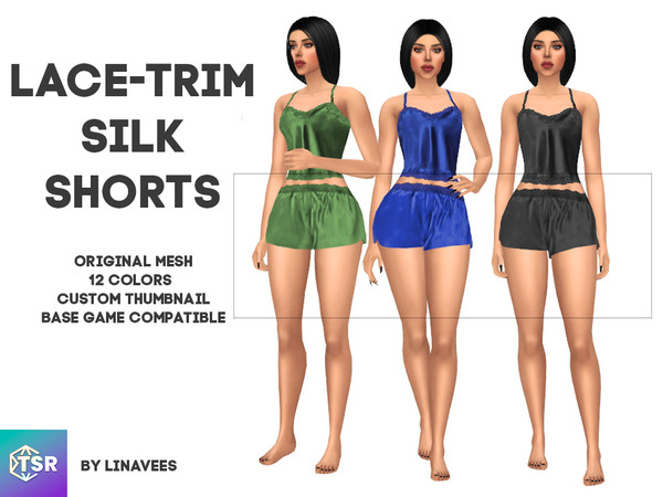 Sims 4 — VIOLET - SILK SHORTS by linavees — Original Mesh 12 colors Custom thumbnail Base game compatible Happy simming!