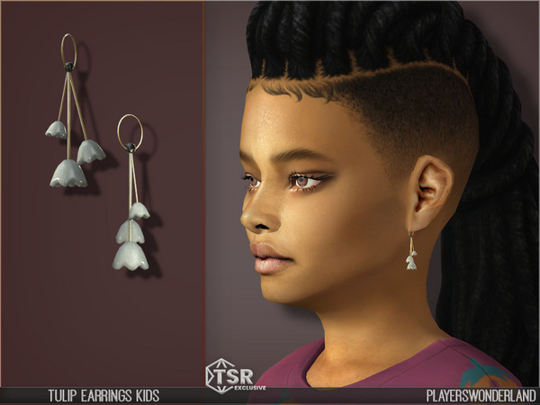 Sims 4 — Tulip Earrings Kids by PlayersWonderland — Kids version of my tulip earrings. Specs 2 Swatches Custom thumbnails