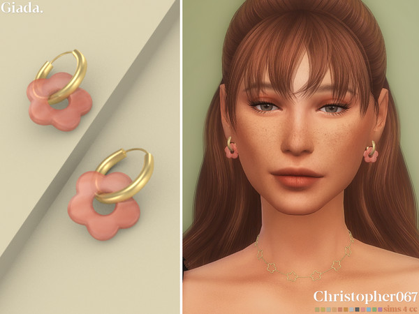 Sims 4 — Giada Earrings by christopher0672 — This is an adorable pair of metal hoop earrings with a big acrylic flower