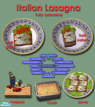 Sims 2 — Italian Cuisine - Lasagna by Simaddict99 — Meat lasagna with ricotta and spinach. Requires 6 cooking, available