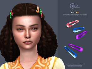 Sims 4 — Colorful hair clips for kids by sugar_owl — Mixed colors acrylic hair pins for children. 5 swatches. Maxis match