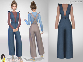 Sims 4 — Liliana Jumpsuit With Longsleeves by talarian — Denim jumpsuit with longsleeves