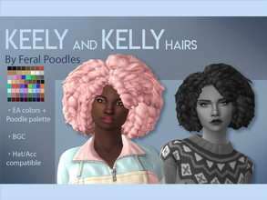 Sims 4 — Keely Hair by feralpoodles — Big, fluffy, curly! This is the FIRST hair (left) in the preview, the second one
