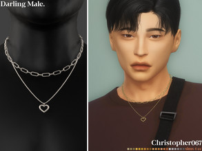 Sims 4 — Darling Necklace - Male by christopher0672 — This is a cute n sweet layered necklace set with 1 long heart