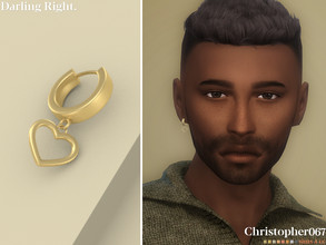 Sims 4 — Darling Earrings Male - Right by christopher0672 — This is an adorable pair of chunky hoop heart pendant