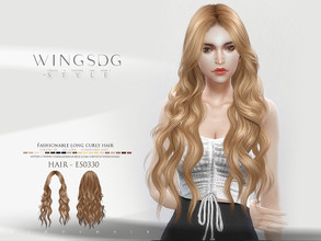 Sims 4 — Fashionable long curly hair ES0330 by wingssims — Colors:20 All lods Compatible hats Make sure the game is