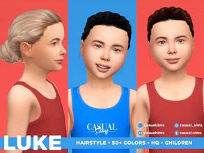 Sims 4 — Luke Hairstyle Children by Casual_Sims — Long, masculine, male, straight, bun, man bun, updo 50+ colors Children