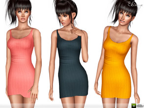 Sims 3 — Ribbed Scoop Neck Bodycon Dress by ekinege — A ribbed knit dress featuring a scoop neck front and back with
