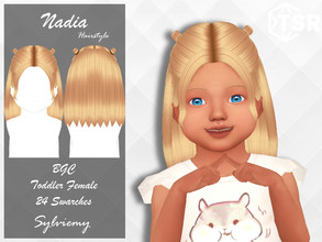 Sims 4 — Nadia Hairstyle (Toddler) by Sylviemy — Long Straight with mini buns New Mesh Maxis Match All Lods Base Game