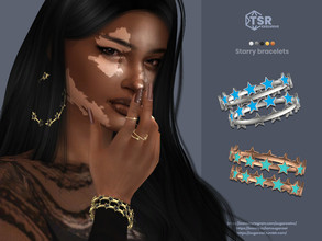 Sims 4 — Starry bracelets by sugar_owl — Metal female bracelets with colorful stars. 10 swatches. Category: bracelet
