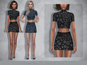 Sims 4 — Alice Top. by Pipco — A trendy top in 34 swatches. Base Game Compatible New Mesh All Lods HQ Compatible Specular