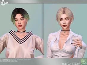 Sims 4 — Short Bob Hairstyle - G123 by Daisy-Sims — 21 base colors + 9 ombre colors hat compatible all LODs 15k poly at