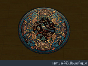 Sims 4 — Classic Bird Round rug #4 by Samtuse963 — A classic flower and bird pattern round rug. For base game. 6 color.