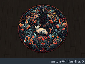 Sims 4 — Classic Bunny Round rug #5 by Samtuse963 — A classic flower and bunny pattern round rug. For base game. 6 color.