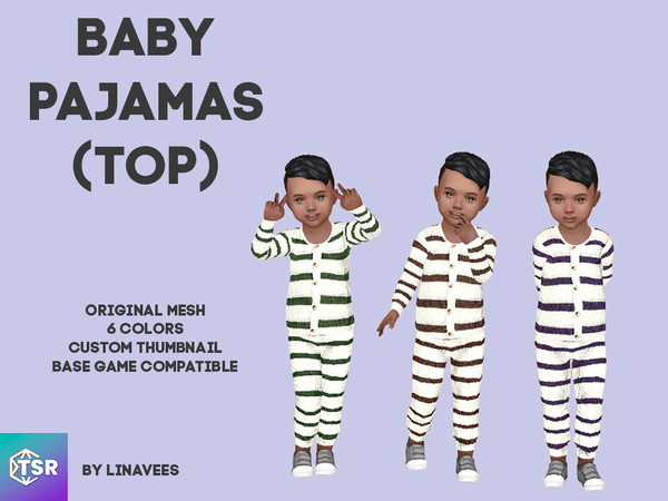 Sims 4 — NATHANIEL - KIDS PAJAMAS (TOP) by linavees — Original Mesh 6 colors Custom thumbnail Base game compatible Happy