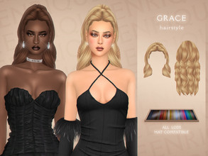 Sims 4 — Grace Hairstyle by Enriques4 — New Mesh 24 Swatches All Lods Base Game Compatible Teen to Elder Hat Chop