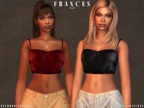 Sims 4 — FRANCES | top by Plumbobs_n_Fries — Silk Crop Top New Mesh HQ Texture Female | Teen - Elders Hot Weather Enabled