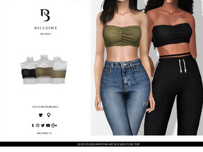 Sims 3 — Sleeveless Sweetheart Ruched Tube Top by Bill_Sims — This top features a sleeveless sweetheart neckline with a