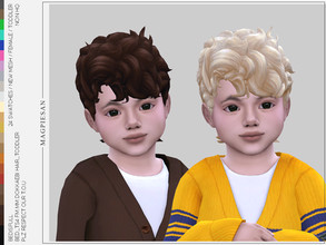 Sims 4 — Dokkaebi hair for toddler by magpiesan — Culry Short haircuts in 24 colors for toddler. Non HQ. Created by BED