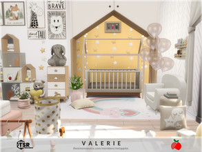 Sims 4 — Valerie - infant bedroom by melapples — a cute infant bedroom decorated in pink and yellow. it has a crib, a