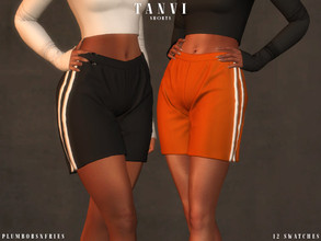 Sims 4 — TANVI | shorts by Plumbobs_n_Fries — Shorts with 2 stripes on the side New Mesh HQ Texture Female | Teen -