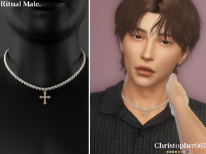 Sims 4 — Ritual Necklace - Male by christopher0672 — This is an ethereal pearl strand necklace with a diamond-studded