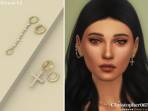 Sims 4 — Ritual Earrings - V1 by christopher0672 — This is a powerful pair of mismatched earrings with diamond-studded