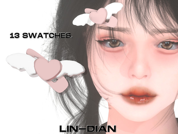 Sims 4 — wings and hearts hairpin by LIN_DIAN — - New Mesh. - ALL Lods. - 13 Swatches. - Specular MAP.