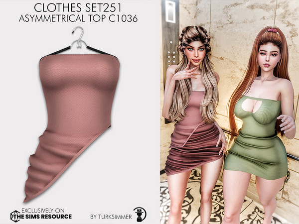 Sims 4 — Clothes SET251 - Asymmetrical Top C1036 by Daph's — 8 Swatches Compatible with HQ mod Works with all of skins