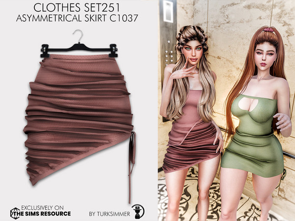 Sims 4 — Clothes SET251 - Asymmetrical Skirt C1037 by Daph's — 8 Swatches Compatible with HQ mod Works with all of skins