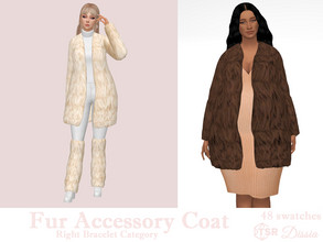 Sims 4 — Fur Accessory Coat by Dissia — Accessory long fur coat in many swatches Available in 48 swatches Right Bracelet