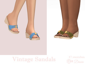 Sims 4 — Vintage Sandals by Dissia — Wooden vintage / retro mules Available in 47 swatches