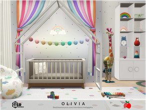 Sims 4 — Olivia - infant bedroom by melapples — a cute infant bedroom decorated with rainbows . it has a crib, a high