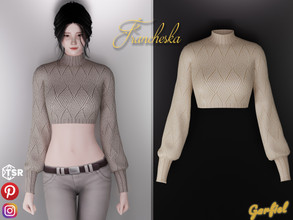 Sims 4 — Francheska - Cropped turtleneck sweater by Garfiel — Soft cropped knitted sweater with neckline and cuffs,