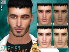 Sims 4 — [Patreon] Archer Face Mask N48 by MagicHand — Male face in 5 skin color variations - HQ Compatible. Preview -