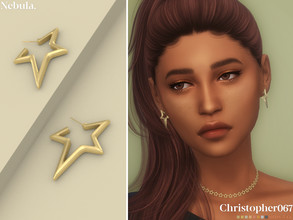 Sims 4 — Nebula Earrings by christopher0672 — This is an edgy pair of big obtuse star-shaped earrings. 8 Colors New Mesh