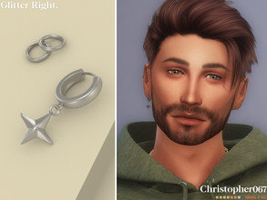 Sims 4 — Glitter Earrings Male - Right by christopher0672 — This is a classic pair of chunky star pendant hoop earrings +