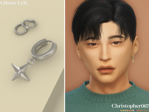 Sims 4 — Glitter Earrings Male - Left by christopher0672 — This is a classic pair of chunky star pendant hoop earrings +