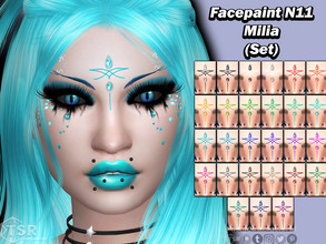 Sims 4 — Facepaint N11 - Milia (Set) by PinkyCustomWorld — Cute fairy forehead marking facepaint with crystals. Comes in