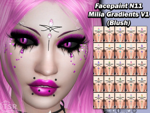 Sims 4 — Facepaint N11 - Milia Gradients V1 (Blush) by PinkyCustomWorld — Cute fairy forehead marking facepaint with