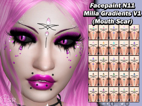 Sims 4 — Facepaint N11 - Milia Gradients V1 (Mouth Scar) by PinkyCustomWorld — Cute fairy forehead marking facepaint with