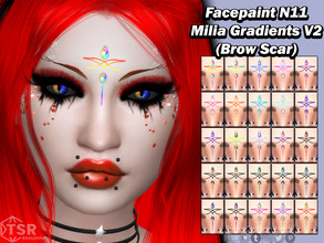 Sims 4 — Facepaint N11 - Milia Gradients V2 (Brow Scar) by PinkyCustomWorld — Cute fairy forehead marking facepaint with