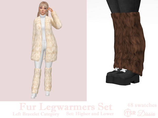 Sims 4 — Fur Legwarmers Set (Higher and Lower) by Dissia — Accessory fur legwarmers Available in 48 swatches Left