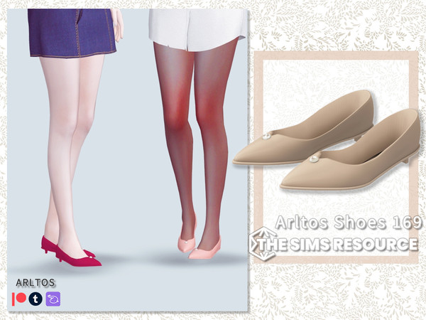 Sims 4 — Shoes with pearl /169 by Arltos — 11 colors. HQ compatible.