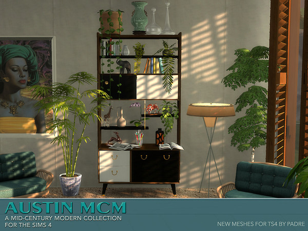 Sims 4 — Austin MCM G Plan Librenza Room Divider by Padre — A mid century inspired room divider. Designed by G Plan New
