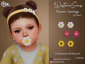 Sims 4 — Flowers Earrings for Infants by WisteriaSims — **FOR INFANT **NEW MESH *GIRLS - Earrings Category - 7 swatches -