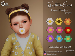 Sims 4 — Flower Pacifier for Infants by WisteriaSims — **FOR INFANT **NEW MESH *GIRLS - Necklace Category - 9 swatches -