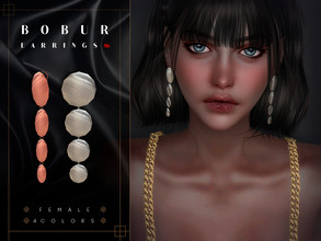 Sims 4 — Round Hanging Earrings by Bobur2 — Round hanging earrings with a polished texture 4 colors for female I hope you